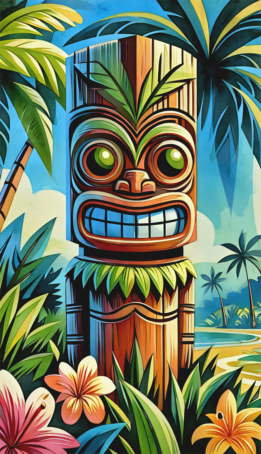 Aloha Tiki - Watercolour Canvas