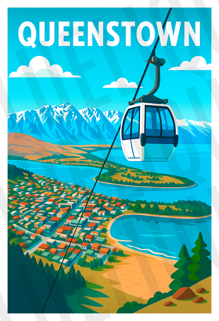 Queenstown Travel Poster - Canvas Wall Art