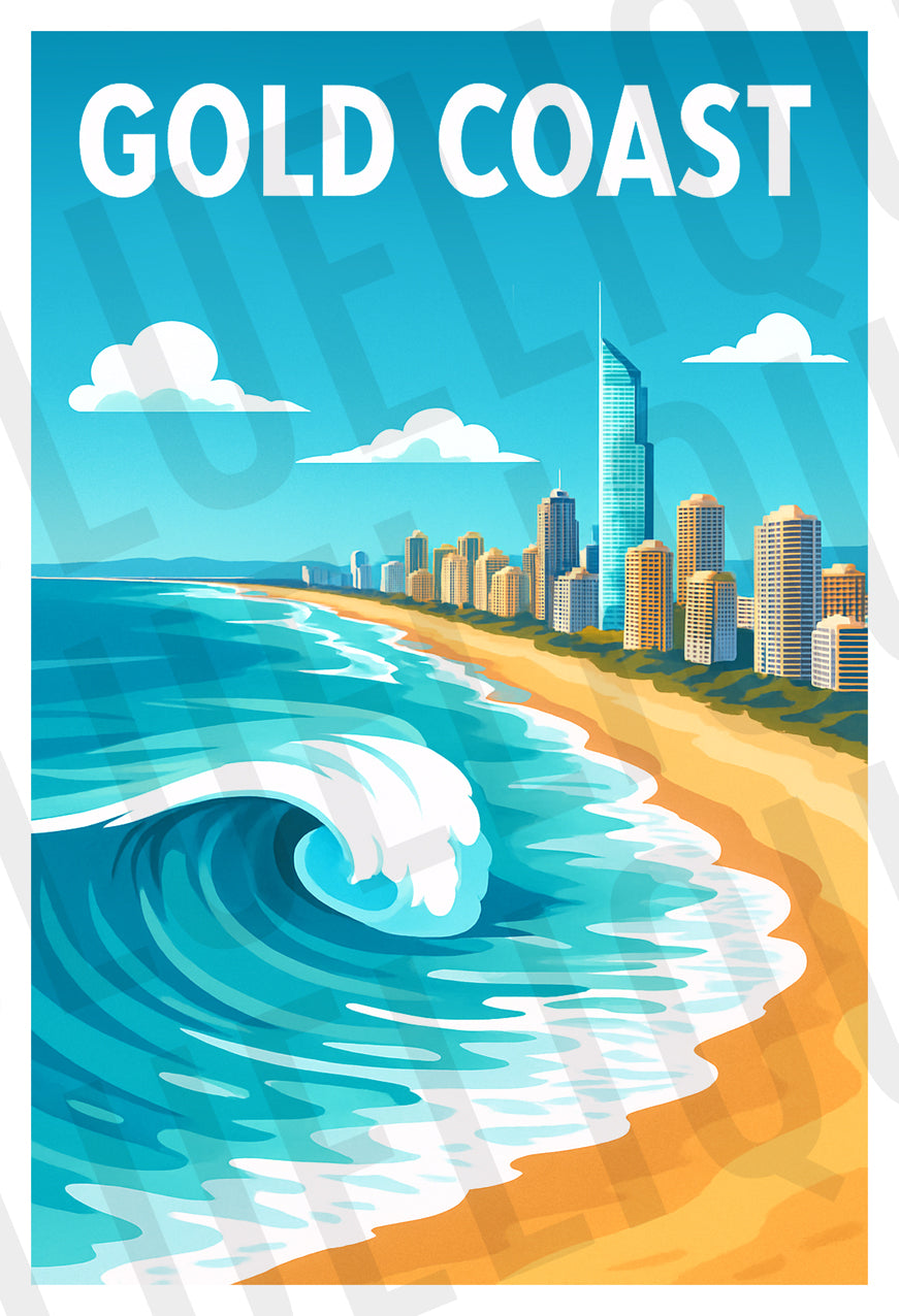 Gold Coast Travel Poster - Canvas Wall Art