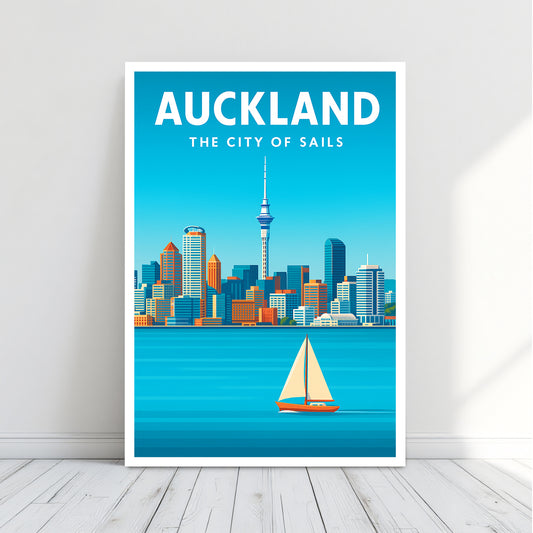 Auckland City Travel Poster - Canvas Wall Art