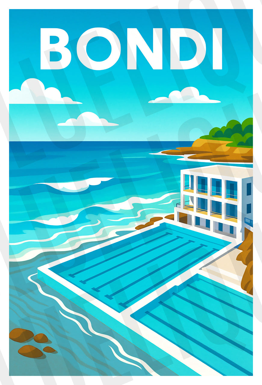 Bondi Travel Poster - Canvas Wall Art