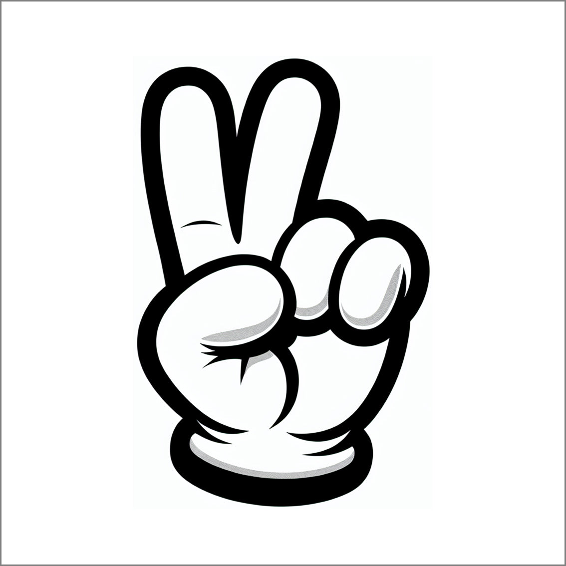 Peace & Love Cartoon Glove - Canvas Art