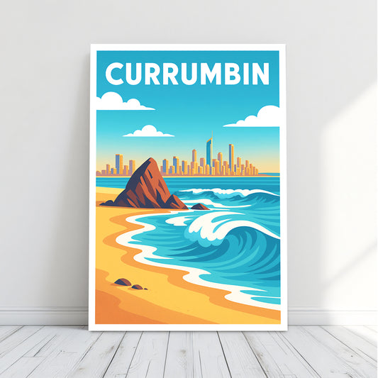 Currumbin Beach Travel Poster - Canvas Wall Art