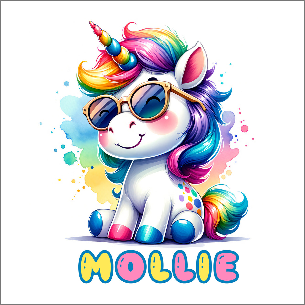 Rainbow Unicorn  - Personalised Canvas Wall Art