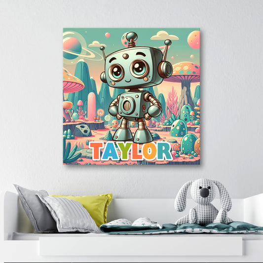 Robbie Robot - Personalised Canvas Wall Art