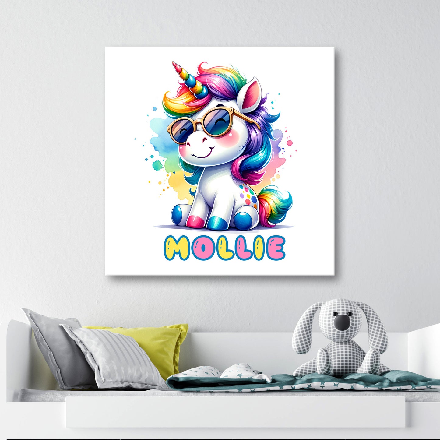 Rainbow Unicorn  - Personalised Canvas Wall Art