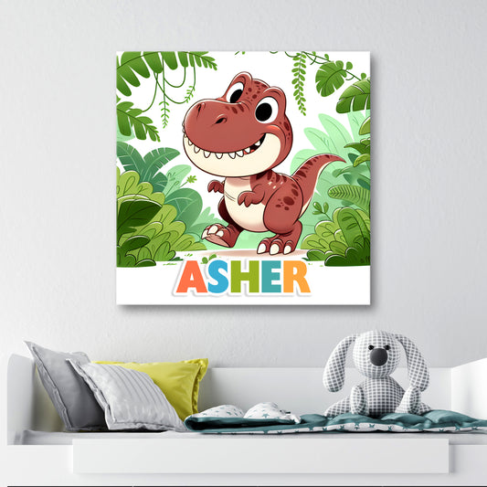 Dino The Dinosaur - Personalised Canvas Wall Art