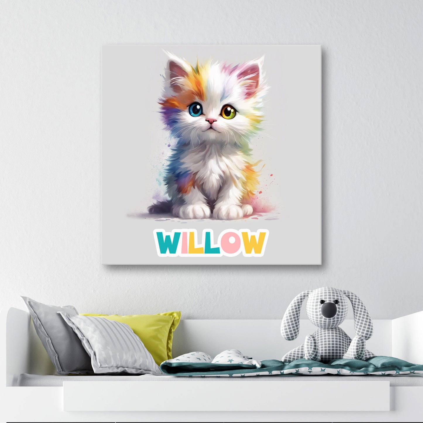 Rainbow Kitty - Personalised Wall Art