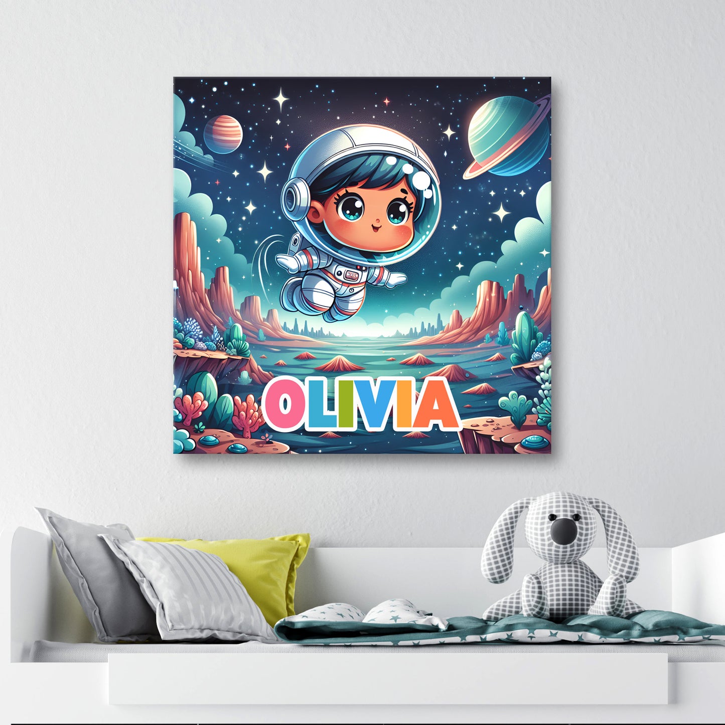 Space Girl - Personalised Canvas Wall Art